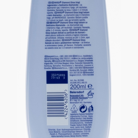 Balsam intens pentru păr normal spre lipsit de vitalitate, Diamond Gloss, 200ml