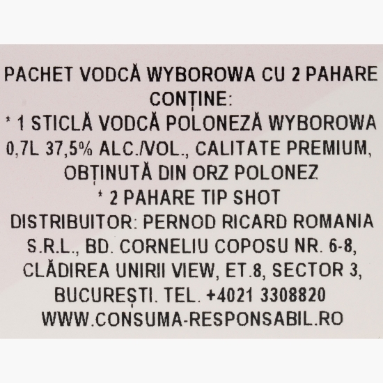 Vodcă 37.5% alc. 0.7l + 2 pahare