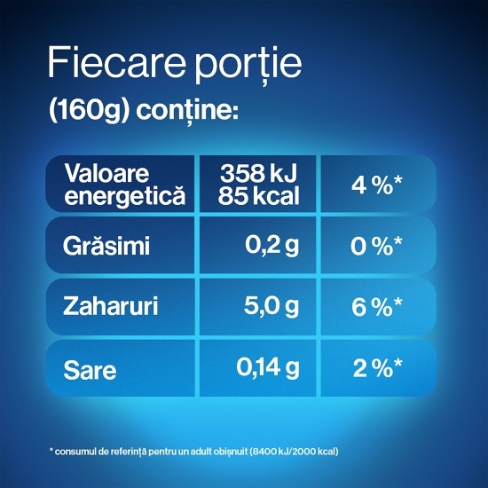  Produs lactat fermentat natur, bogat in proteine, 0% grăsime, 160g