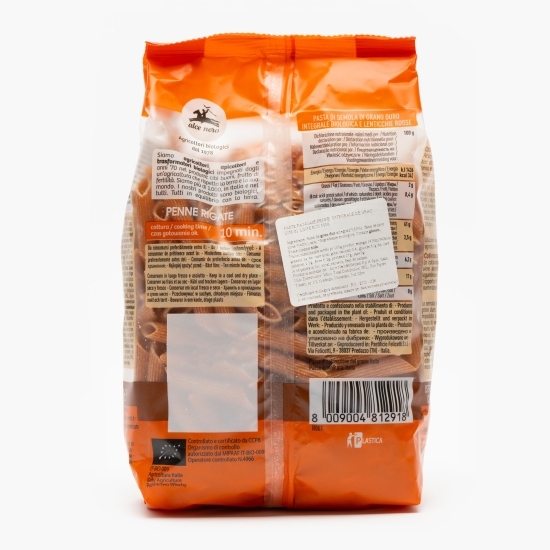 Paste Penne integrale din grâu dur și linte eco 500g