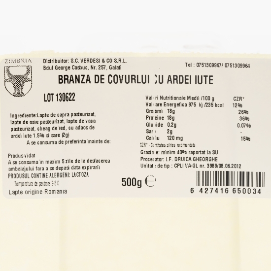 Brânză de covurlui cu ardei iute 500g