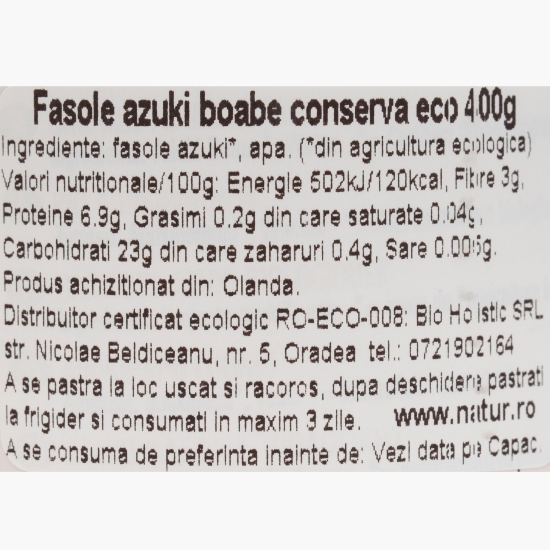 Fasole Azuki eco, boabe 400g