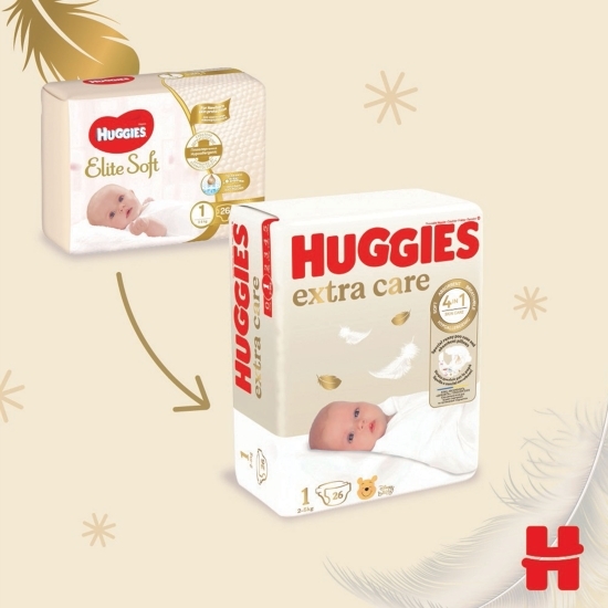 Scutece Extra Care mărimea 1, 2-5kg, 26 buc