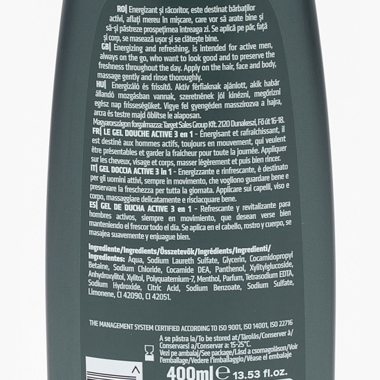 Gel de duș pentru bărbați 3-în-1 Active 400ml