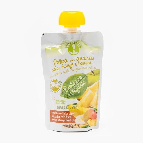 Pulpă de ananas, măr, mango, banană și cânepă eco 100g