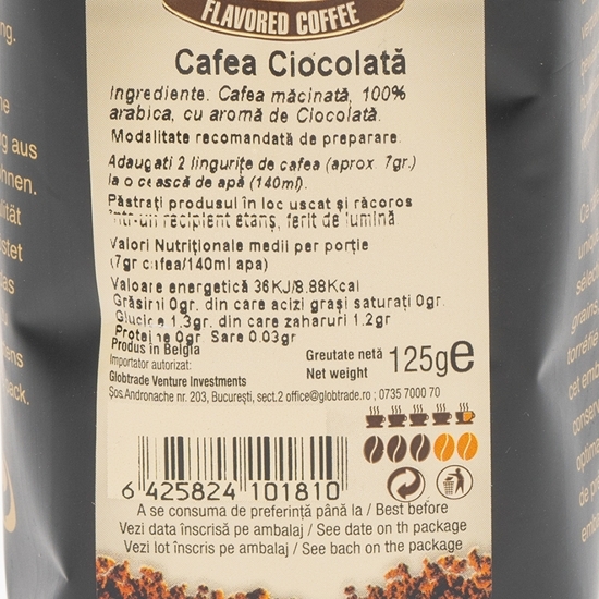 Chocolate Coffee 125g, cafea măcinată cu aromă de ciocolată