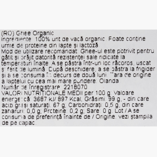 Unt clarificat eco Ghee, 270g