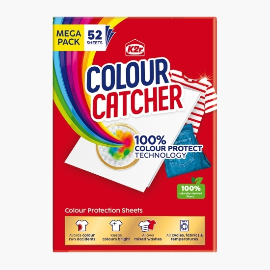 Șervețele captatoare de culoare pentru mașina de spălat rufe Color Catcher, 52 buc