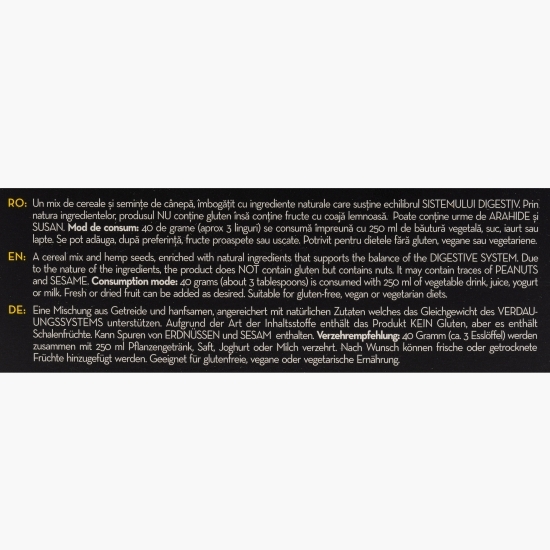 Granola eco cu cânepă Low Sugar, 400g