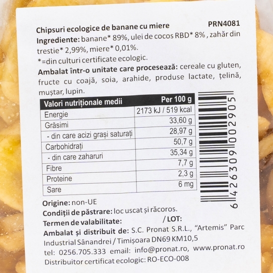 Chipsuri din banane confiate ecologice 100g