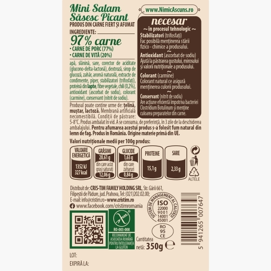 Mini salam săsesc picant 350g