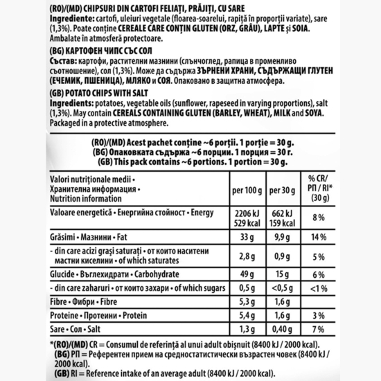 Chipsuri din cartofi cu sare 170g