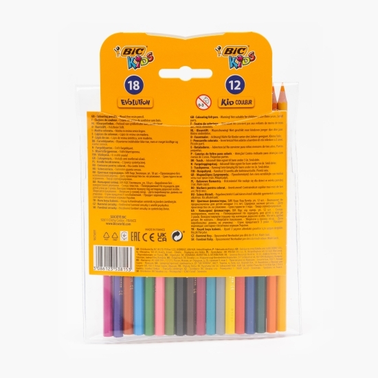 Pachet mixt pentru colorat: 18 creioane colorate și 12 markere