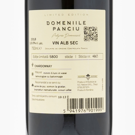 Vin alb sec Podgoria Domnească Chardonnay, 13%, 750ml