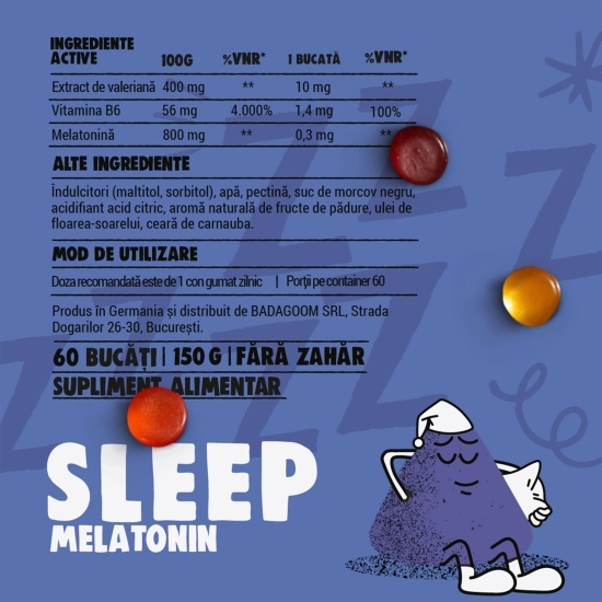 Jeleuri gumate cu melatonină Sleep, 60 buc