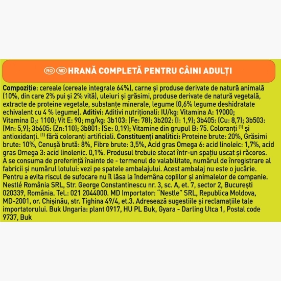 Hrană uscată pentru câini adulți, 10kg,  Balance cu pui și legume