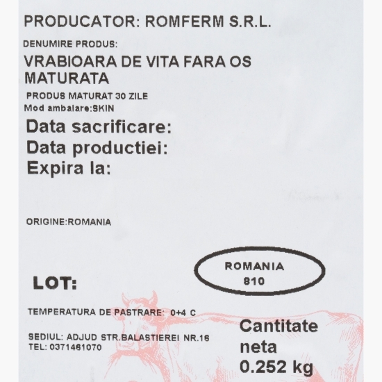 Vrăbioară de vită fără os, maturată 30 zile, 250g