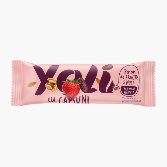 Baton de fructe și nuci cu căpșuni, fără zahăr adăugat 30g