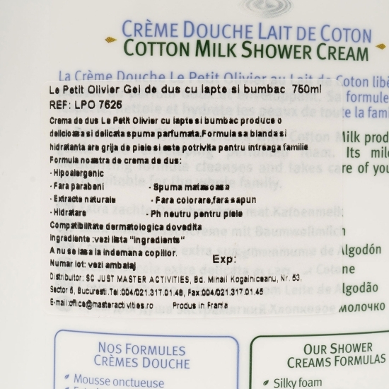 Gel de duș hipoalergenic cu bumbac 0.75l