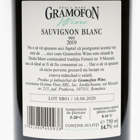Vin alb sec Sauvignon Blanc, 14.7%, 750ml
