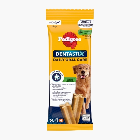 Batoane dentare pentru câini de talie mare, 4 buc, 154g, DentaStix 