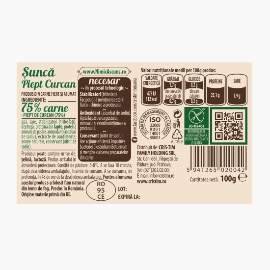 Șuncă piept de curcan 100g