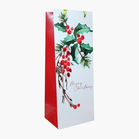 Pungă cadou pentru sticlă Crăciun (12.5x33x10 cm)