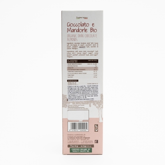 Ciocolată eco cu 74% cacao și migdale 100g