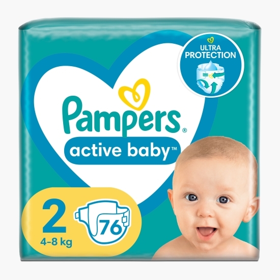 Scutece Active Baby mărimea 2 nou născut, 4-8kg, 76 buc