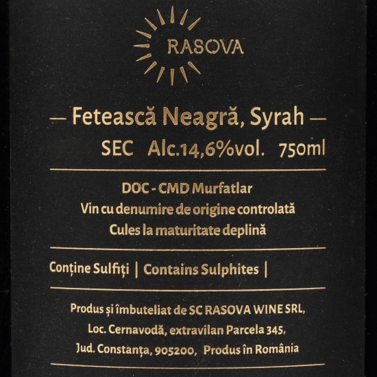 Vin roșu sec Fetească Neagră & Syrah, 14.6%, 0.75l