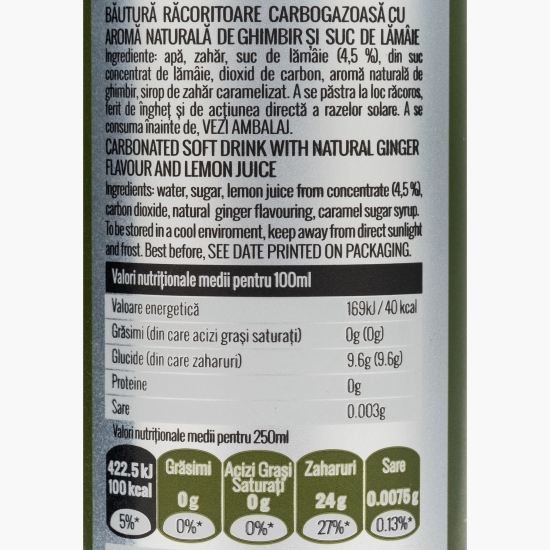 Băutură carbogazoasă cu ghimbir și lămâie doză 0.25l