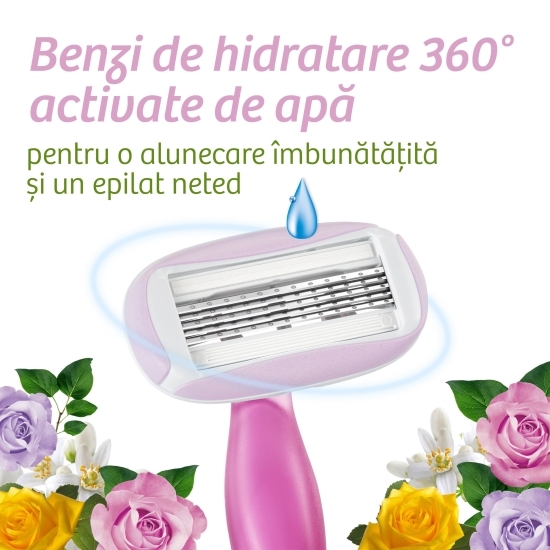 Aparat de ras pentru femei Soleil Escape cu 5 lame, Trandafir & Magnolie, 2 buc