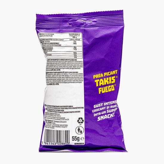 Snacks din porumb cu aromă de ardei iute și lămâie verde Fuego, 55g