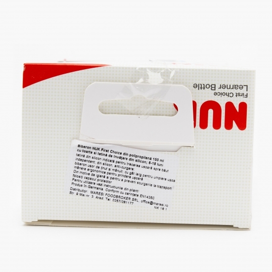 Biberon cu toarte + tetină din silicon de învățare, albastru, 6-18 luni, 150ml