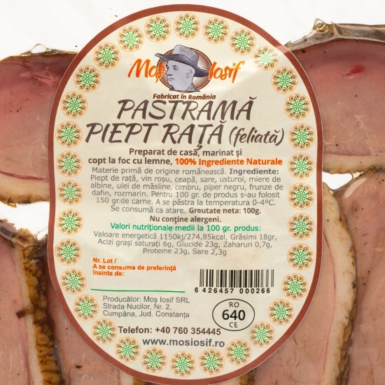 Pastramă piept rață 100g