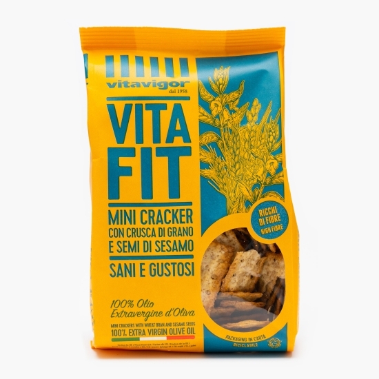 Mini crackers cu tărâțe de grâu și semințe de susan 150g