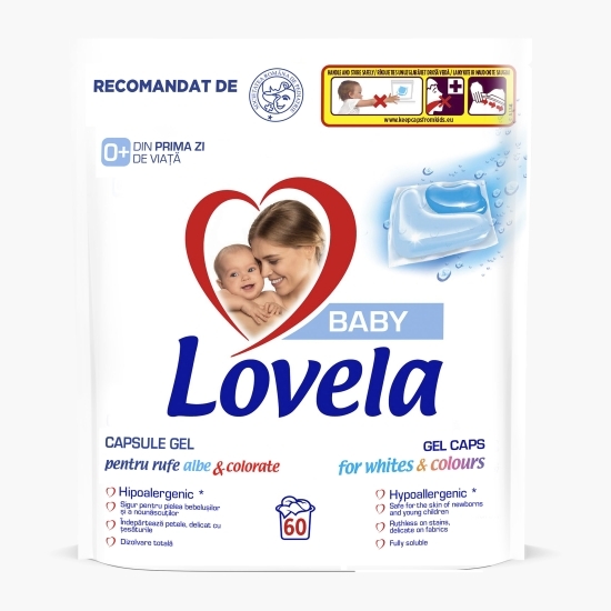 Detergent de rufe capsule pentru haine albe & colorate, Baby 0+ luni, 60 spălări