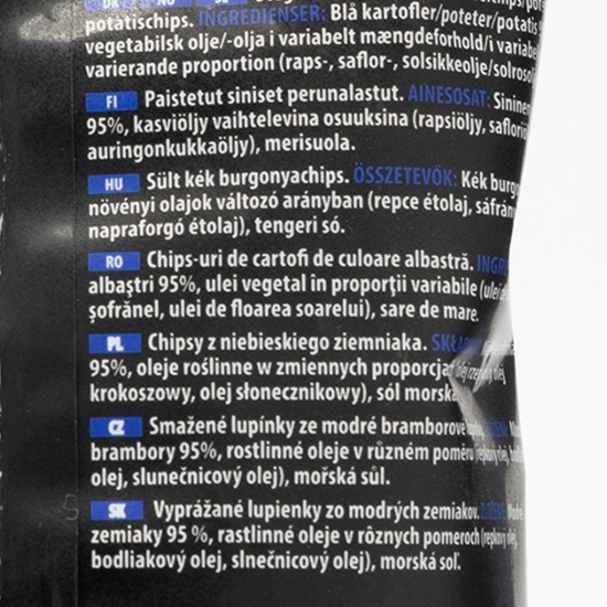 Chipsuri de cartofi de culoare albastră, fără gluten 110g