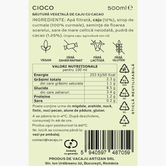 Băutură vegetală de caju cu ciocolată 0.5l