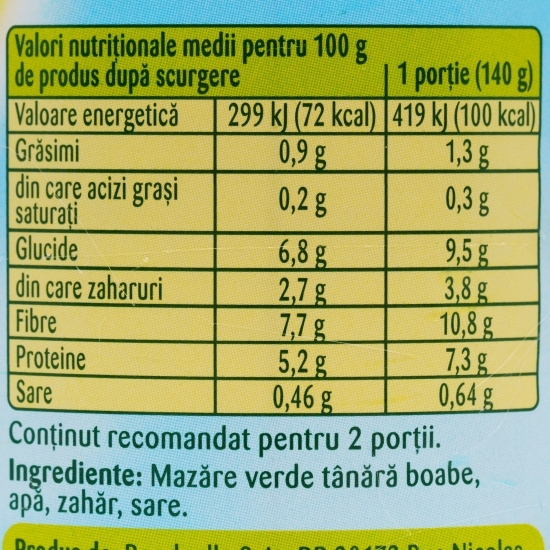 Mazăre verde tânără 400g