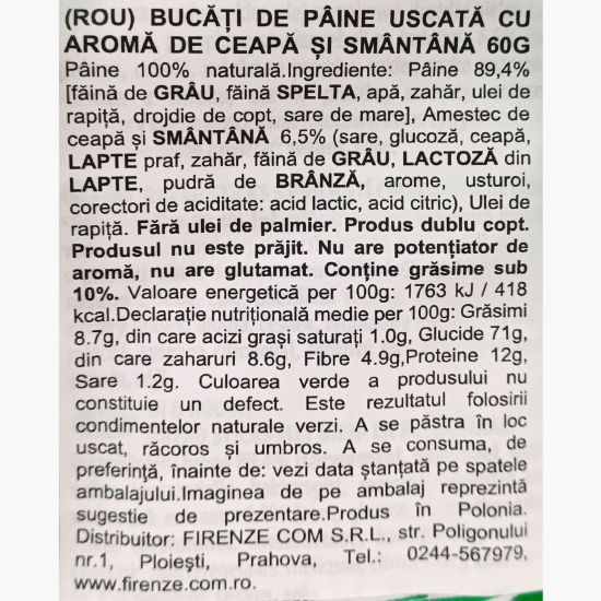 Bucăți de pâine uscată cu aromă de ceapă și smântână 60g