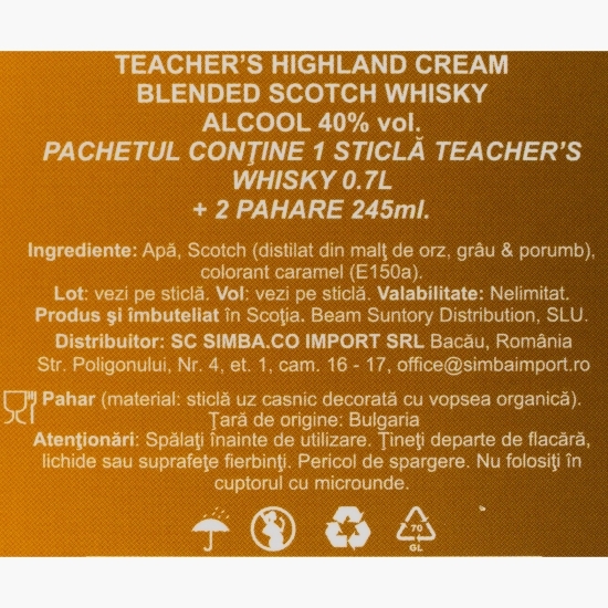 Blended Scotch Whisky 40%, 0.7l + 2 pahare
