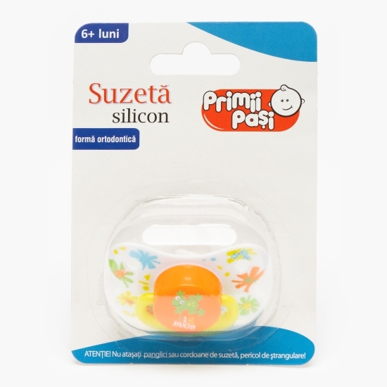 Suzetă silicon, ortodontică, portocalie, 6+ luni
