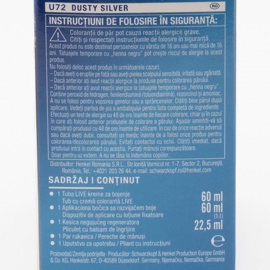 Vopsea de păr permanentă Urban Metallics U72 Dusty silver 142.5ml