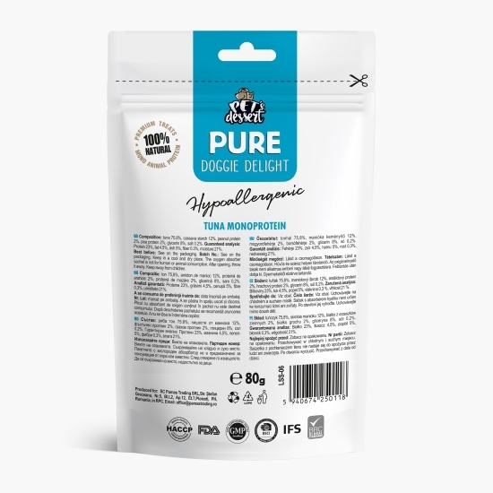 Recompense pentru câini, 80g, cu ton Tuna Monoprotein Hypoallergenic