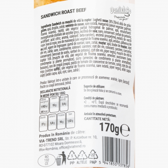 Sandwich roast beef 170g