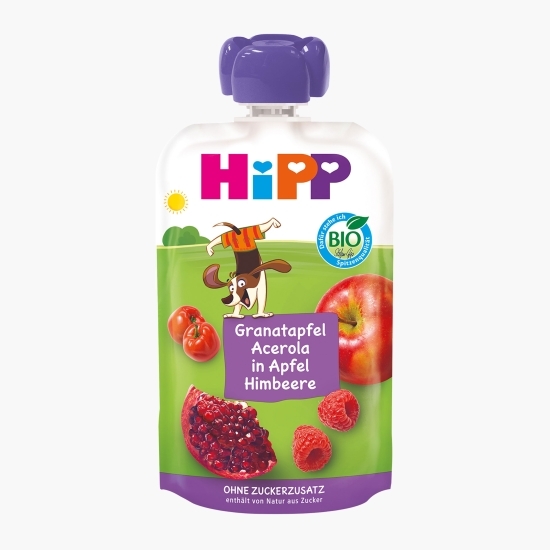 Piure eco din fructe cu rodie, acerola, mere și zmeură 100g 