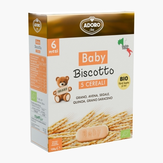 Biscuiți eco pentru copii, 5 cereale, +6 luni, 100g