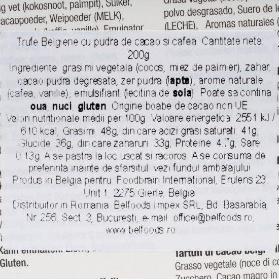 Trufe belgiene cu pudră de cacao și cafea L'Heritage 200g