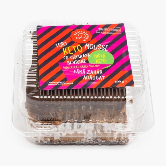 Tort mousse ciocolată și vișine fără zahăr adăugat, 600g